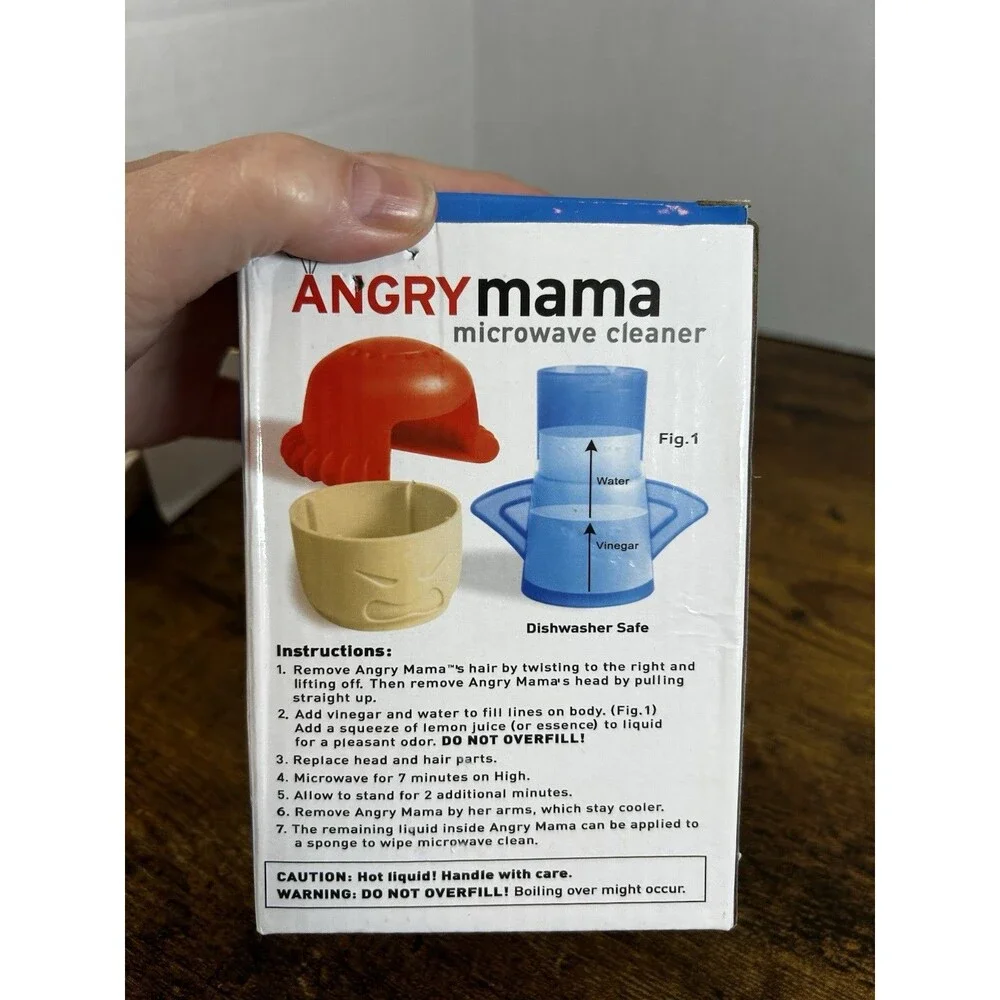 Angry Mama Microwave Cleaner Open Box Vinegar Steam Kitchen Cleaning Gadget